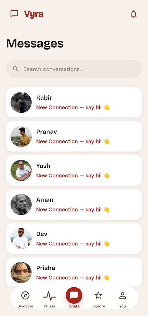 Vyra Chats — tumhari connections